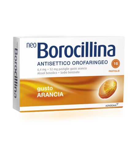 NEOBOROCILLINA ANTISETTICO OROFARINGEO*16 pastiglie 6,4 mg +52 mg arancia