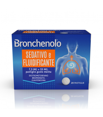 BRONCHENOLO SEDATIVO E FLUIDIFICANTE*20 pastiglie 7,5 mg + 55 mg menta