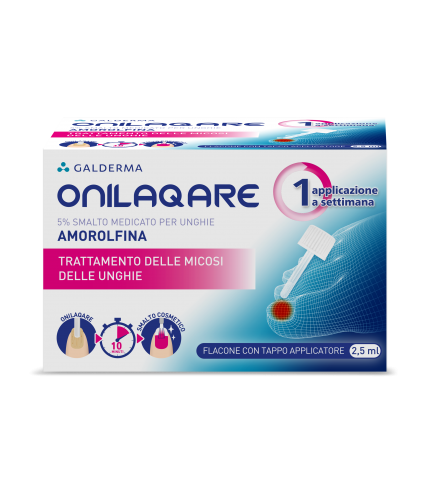 ONILAQARE*smalto unghie 1 flacone 2,5 ml 5% con tappo applicatore