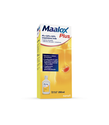 MAALOX PLUS*orale sosp 250 ml 4% + 3,5% + 0,5%