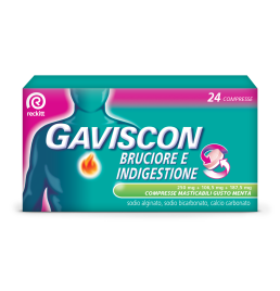 GAVISCON BRUCIORE E INDIGESTIONE*24 cpr mast 187,5 mg + 106,5 mg + 250 mg gusto menta